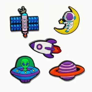 NIB 5 Space Shoe Charms for Crocs or Boggs Tote - 1.19 inch x .87 inch